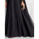 Batwing Sleeves Loose Jacquard See-Through Solid Color Split-Joint Three-Dimensional Flower Round-Neck Maxi Dresses Batwing Sleeves Loose Jacquard See-Through Solid Color Split-Joint Three-Dimensional Flower Round-Neck Maxi Dresses