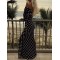 Pleated Polka-Dot Split-Joint Long Sleeves Skinny Tube Maxi Dresses