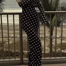 Pleated Polka-Dot Split-Joint Long Sleeves Skinny Tube Maxi Dresses