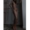 Leopard Printed Bodycon Long Sleeves Round-Neck Maxi Dresses
