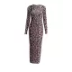 Leopard Printed Bodycon Long Sleeves Round-Neck Maxi Dresses Leopard Printed Bodycon Long Sleeves Round-Neck Maxi Dresses