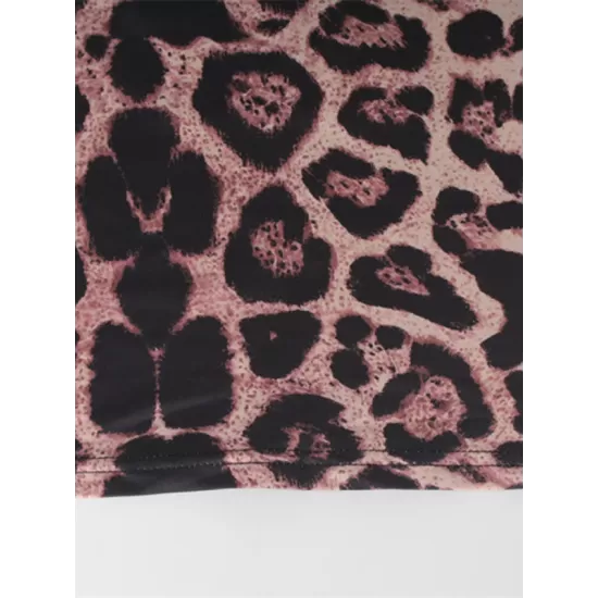 Leopard Printed Bodycon Long Sleeves Round-Neck Maxi Dresses Leopard Printed Bodycon Long Sleeves Round-Neck Maxi Dresses