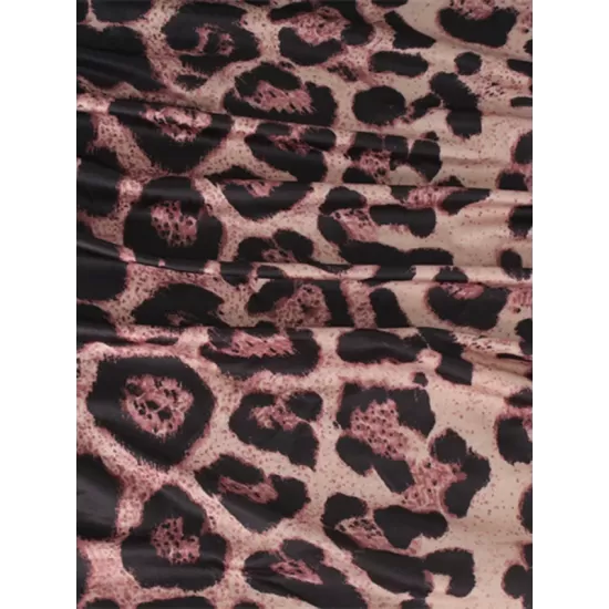 Leopard Printed Bodycon Long Sleeves Round-Neck Maxi Dresses Leopard Printed Bodycon Long Sleeves Round-Neck Maxi Dresses