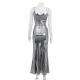 Shiny Solid Color Split-Joint Sleeveless Spaghetti-Neck Maxi Dresses Shiny Solid Color Split-Joint Sleeveless Spaghetti-Neck Maxi Dresses