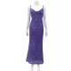 Back Cross Sequined Split-Joint Spaghetti-Neck Maxi Dresses Back Cross Sequined Split-Joint Spaghetti-Neck Maxi Dresses