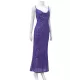 Back Cross Sequined Split-Joint Spaghetti-Neck Maxi Dresses Back Cross Sequined Split-Joint Spaghetti-Neck Maxi Dresses