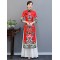 Red Split-Joint Seven-Quarter Sleeves Ao Dai Long Cheongsams