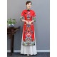 Red Split-Joint Seven-Quarter Sleeves Ao Dai Long Cheongsams Red Split-Joint Seven-Quarter Sleeves Ao Dai Long Cheongsams