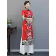 Red Split-Joint Seven-Quarter Sleeves Ao Dai Long Cheongsams Red Split-Joint Seven-Quarter Sleeves Ao Dai Long Cheongsams