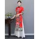 Red Split-Joint Seven-Quarter Sleeves Ao Dai Long Cheongsams Red Split-Joint Seven-Quarter Sleeves Ao Dai Long Cheongsams