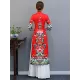 Red Split-Joint Seven-Quarter Sleeves Ao Dai Long Cheongsams Red Split-Joint Seven-Quarter Sleeves Ao Dai Long Cheongsams