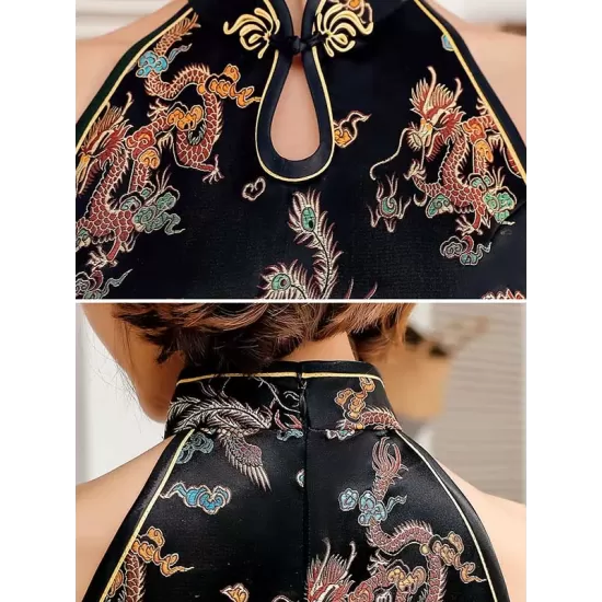Original Floral Printed Stand Collar Sleeveless Short Cheongsams Original Floral Printed Stand Collar Sleeveless Short Cheongsams