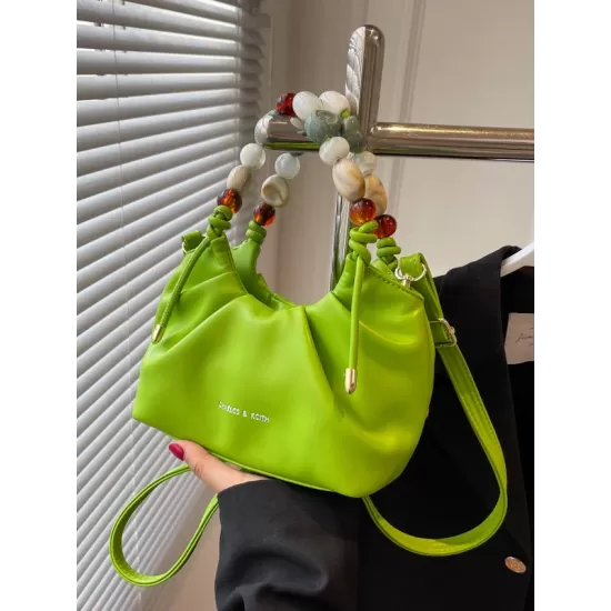Beaded Pleated Split-Joint Handbags Shoulder Bags Beaded Pleated Split-Joint Handbags Shoulder Bags