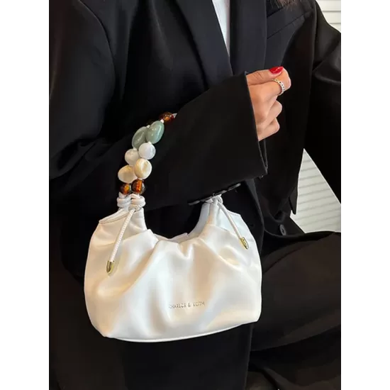 Beaded Pleated Split-Joint Handbags Shoulder Bags Beaded Pleated Split-Joint Handbags Shoulder Bags