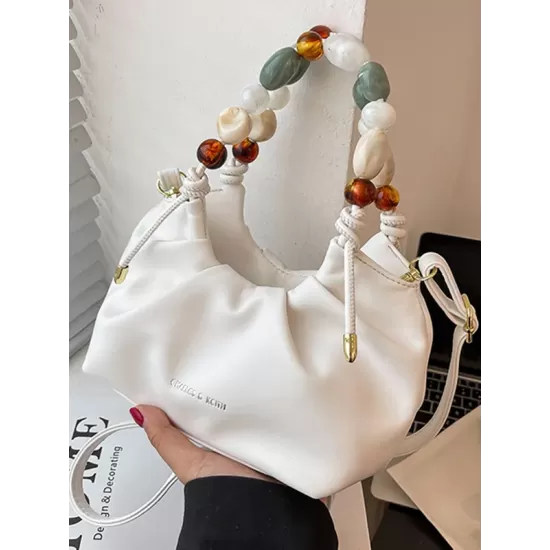 Beaded Pleated Split-Joint Handbags Shoulder Bags Beaded Pleated Split-Joint Handbags Shoulder Bags