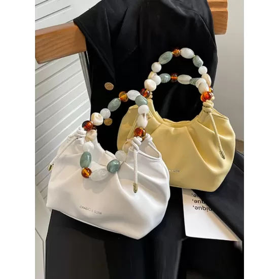 Beaded Pleated Split-Joint Handbags Shoulder Bags Beaded Pleated Split-Joint Handbags Shoulder Bags