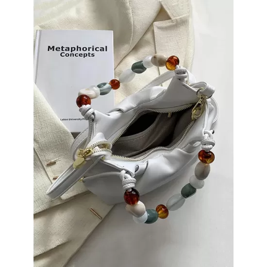Beaded Pleated Split-Joint Handbags Shoulder Bags Beaded Pleated Split-Joint Handbags Shoulder Bags