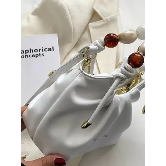 Beaded Pleated Split-Joint Handbags Shoulder Bags Beaded Pleated Split-Joint Handbags Shoulder Bags