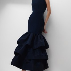 Layered Pleated Solid Color Split-Joint Zipper Bodycon High Waisted Round-Neck Maxi Dresses