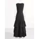 Layered Pleated Solid Color Split-Joint Zipper Bodycon High Waisted Round-Neck Maxi Dresses Layered Pleated Solid Color Split-Joint Zipper Bodycon High Waisted Round-Neck Maxi Dresses