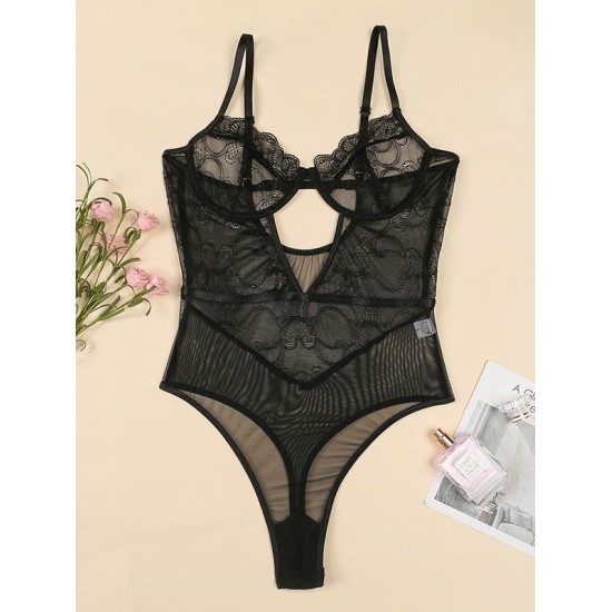 Sexy Lace Split-Joint Underwired Hollow Teddy Lingerie Sexy Lace Split-Joint Underwired Hollow Teddy Lingerie