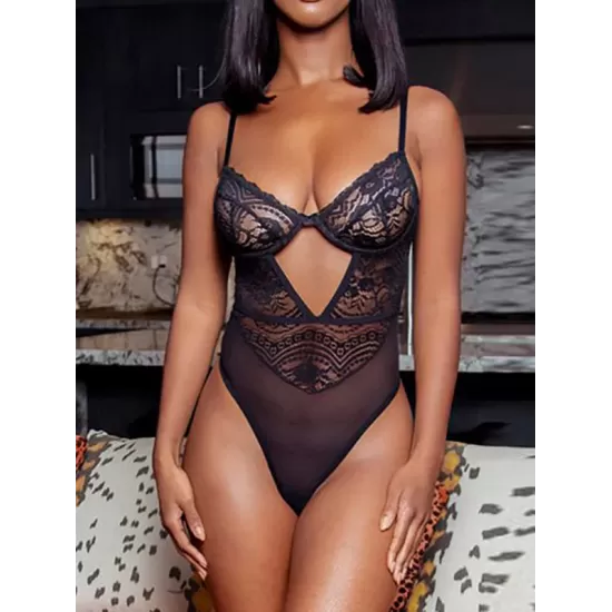 Sexy Lace Split-Joint Underwired Hollow Teddy Lingerie Sexy Lace Split-Joint Underwired Hollow Teddy Lingerie
