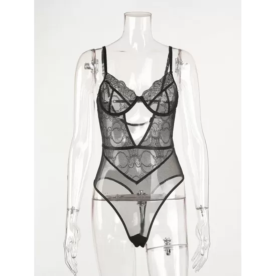 Sexy Lace Split-Joint Underwired Hollow Teddy Lingerie Sexy Lace Split-Joint Underwired Hollow Teddy Lingerie