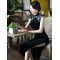 Black Velvet Lace Long Cheongsam Dress