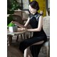 Black Velvet Lace Long Cheongsam Dress Black Velvet Lace Long Cheongsam Dress