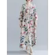 Casual Floral Printed Split-Joint Round-Neck Flared Batwing Sleeves Loose Maxi Dress Casual Floral Printed Split-Joint Round-Neck Flared Batwing Sleeves Loose Maxi Dress