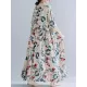 Casual Floral Printed Split-Joint Round-Neck Flared Batwing Sleeves Loose Maxi Dress Casual Floral Printed Split-Joint Round-Neck Flared Batwing Sleeves Loose Maxi Dress