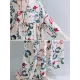 Casual Floral Printed Split-Joint Round-Neck Flared Batwing Sleeves Loose Maxi Dress Casual Floral Printed Split-Joint Round-Neck Flared Batwing Sleeves Loose Maxi Dress