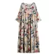 Casual Floral Printed Split-Joint Round-Neck Flared Batwing Sleeves Loose Maxi Dress Casual Floral Printed Split-Joint Round-Neck Flared Batwing Sleeves Loose Maxi Dress