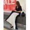 Black&White Split-joint V-neck Long Dress