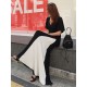 Black&White Split-joint V-neck Long Dress Black&White Split-joint V-neck Long Dress