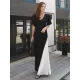 Black&White Split-joint V-neck Long Dress Black&White Split-joint V-neck Long Dress