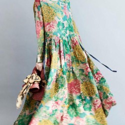 National Style Flower Printed Long Dress