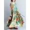 National Style Flower Printed Long Dress
