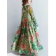 National Style Flower Printed Long Dress National Style Flower Printed Long Dress
