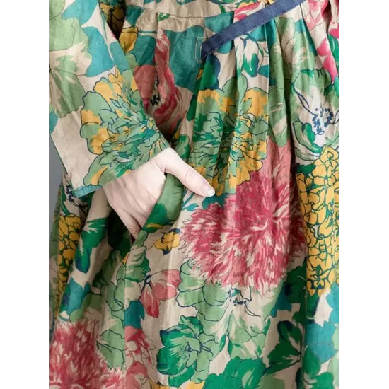 National Style Flower Printed Long Dress National Style Flower Printed Long Dress