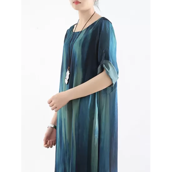 Artistic Retro 2 Pieces Printed Round-Neck Loose Maxi Dress Artistic Retro 2 Pieces Printed Round-Neck Loose Maxi Dress