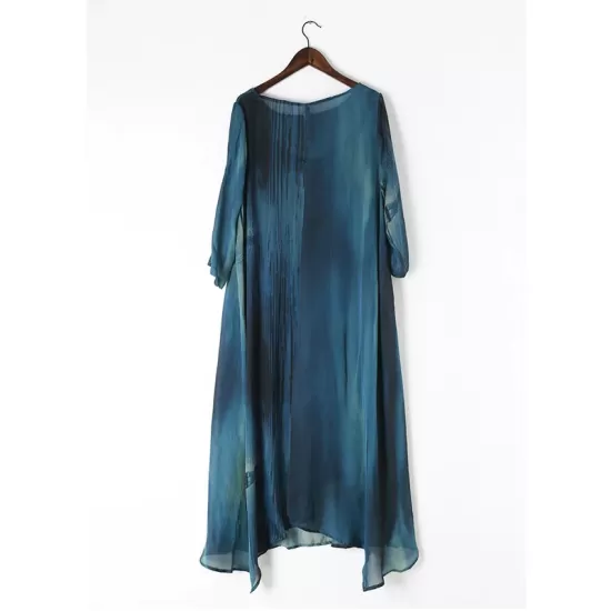 Artistic Retro 2 Pieces Printed Round-Neck Loose Maxi Dress Artistic Retro 2 Pieces Printed Round-Neck Loose Maxi Dress