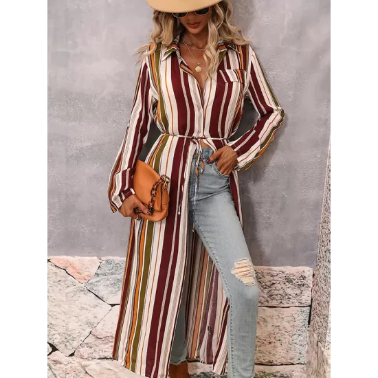 Vacation Loose Striped V-Neck Dress Vacation Loose Striped V-Neck Dress