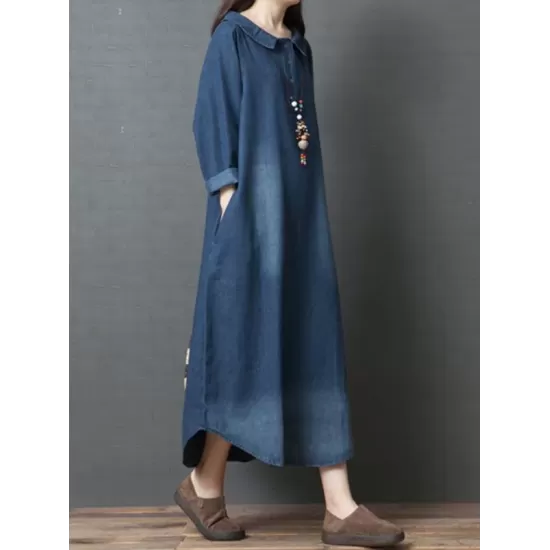 Loose Denim Shirt Maxi Dresses Loose Denim Shirt Maxi Dresses