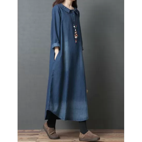 Loose Denim Shirt Maxi Dresses Loose Denim Shirt Maxi Dresses