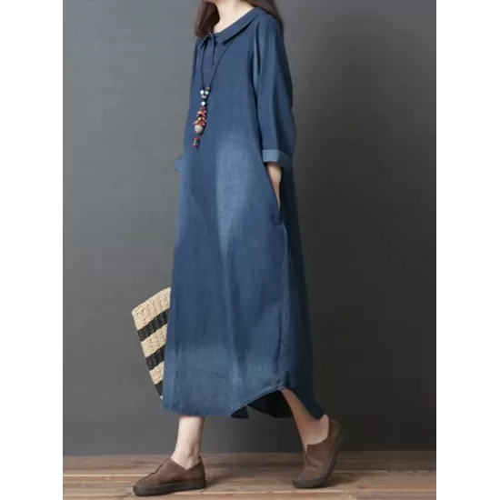 Loose Denim Shirt Maxi Dresses Loose Denim Shirt Maxi Dresses