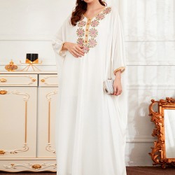 Vacation Loose Embroidered Solid Dress