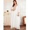 Vacation Loose Embroidered Solid Dress
