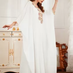 Vacation Loose Embroidered Solid Dress