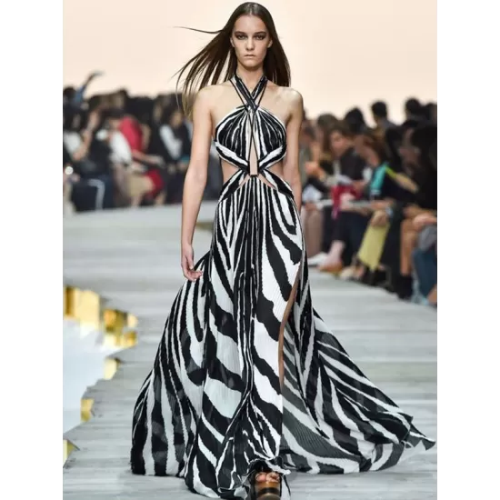 Printed Bandage Backless Sexy Maxi Dress Printed Bandage Backless Sexy Maxi Dress